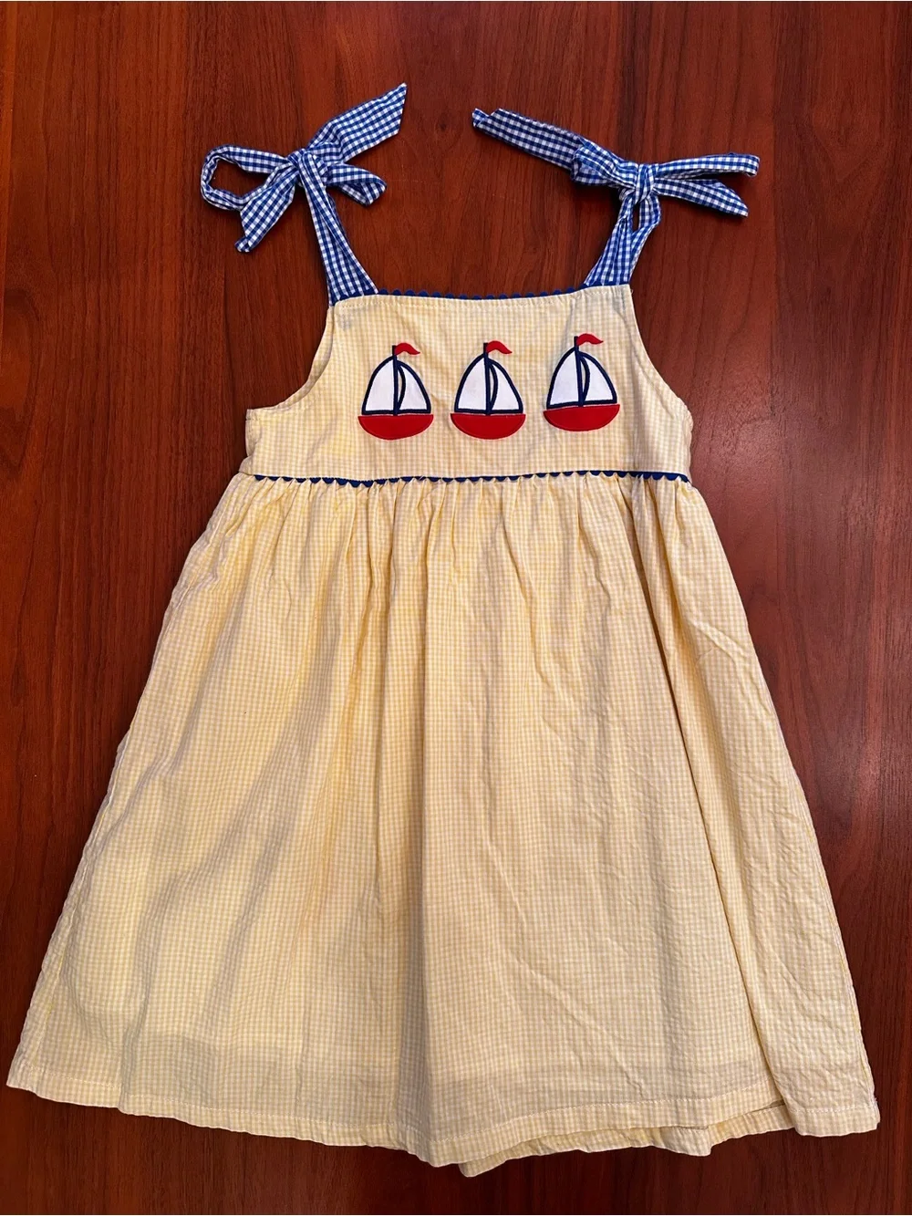 Classic Whimsy Newport Sailboat Yellow Gingham Aubree Dress size 6